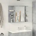 Armoire à miroir de bain Gris béton 80x20,5x64 cm Aggloméré
