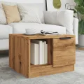 Table basse chêne artisanal 50x50x36 cm bois d'ingénierie