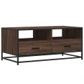 Table basse chêne marron 100x50x45cm bois d'ingénierie et métal