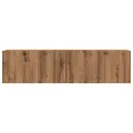 Meuble TV mural chêne artisanal 120x30x30 cm bois d'ingénierie