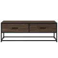 Table basse chêne marron 100x50x35cm bois d'ingénierie et métal