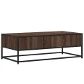 Table basse chêne marron 100x50x35cm bois d'ingénierie et métal