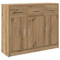 Buffet chêne artisanal 91x28x75 cm bois d'ingénierie