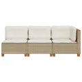 Canapé de jardin avec coussins 3 places beige résine tressée