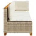 Canapé de jardin avec coussins 3 places beige résine tressée