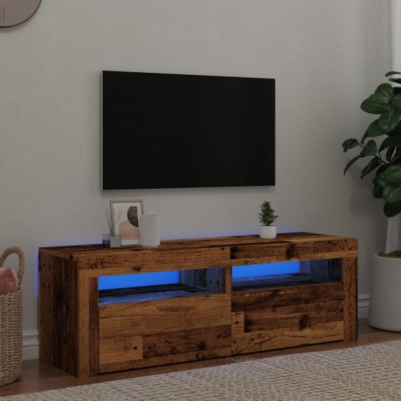 Meuble TV avec lumières LED vieux bois bois d'ingénierie