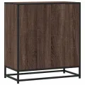 Buffet chêne marron 68x35x76 cm bois d'ingénierie et métal