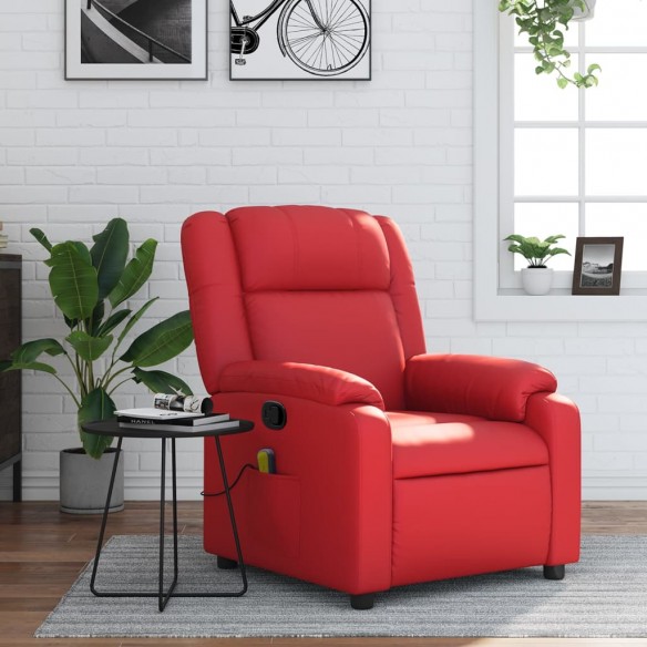 Fauteuil de massage inclinable rouge similicuir