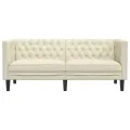 Canapé Chesterfield 2 places crème similicuir