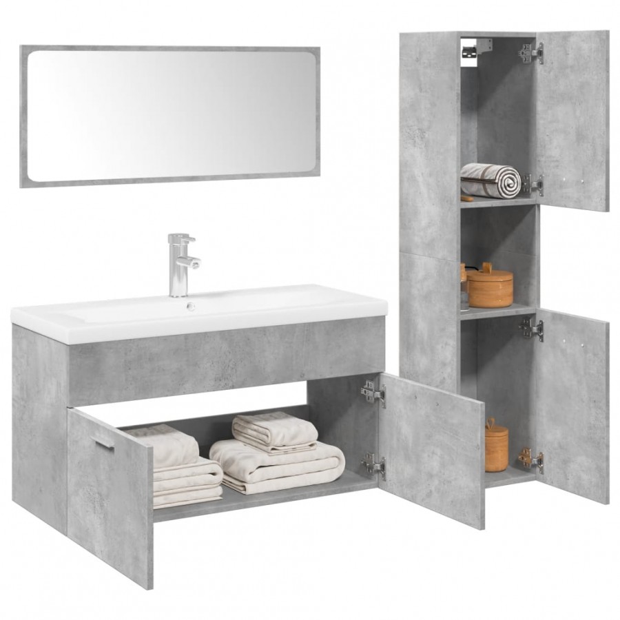 Ensemble de meubles de salle de bain 4 pcs gris béton