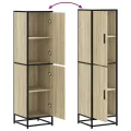 Buffet haut chêne sonoma 35,5x35x139 cm bois d'ingénierie métal