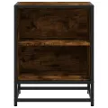 Table de chevet chêne fumé 40x31x50 cm bois d'ingénierie métal