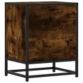 Table de chevet chêne fumé 40x31x50 cm bois d'ingénierie métal