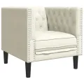 Ensemble de canapé Chesterfield 3 pcs crème similicuir