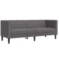 Ensemble de canapé Chesterfield 2 pcs gris similicuir