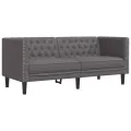 Ensemble de canapé Chesterfield 2 pcs gris similicuir