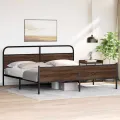 Cadre de lit en métal sans matelas chêne marron 183x213 cm