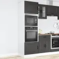 Armoires de four 2 pcs Lucca noir bois d'ingénierie