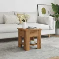 Table basse chêne artisanal 40x40x42 cm bois d'ingénierie
