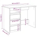 Bureau sonoma gris 102x50x75 cm bois d'ingénierie