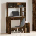 Bureau avec étagères chêne fumé 100x45x140 cm bois d'ingénierie
