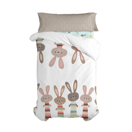 Dekbedovertrek set HappyFriday Moshi Moshi Rabbit Family Multicolour B