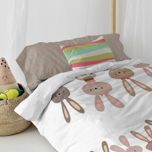 Parure de couette HappyFriday Moshi Moshi Rabbit Family Multicouleur L