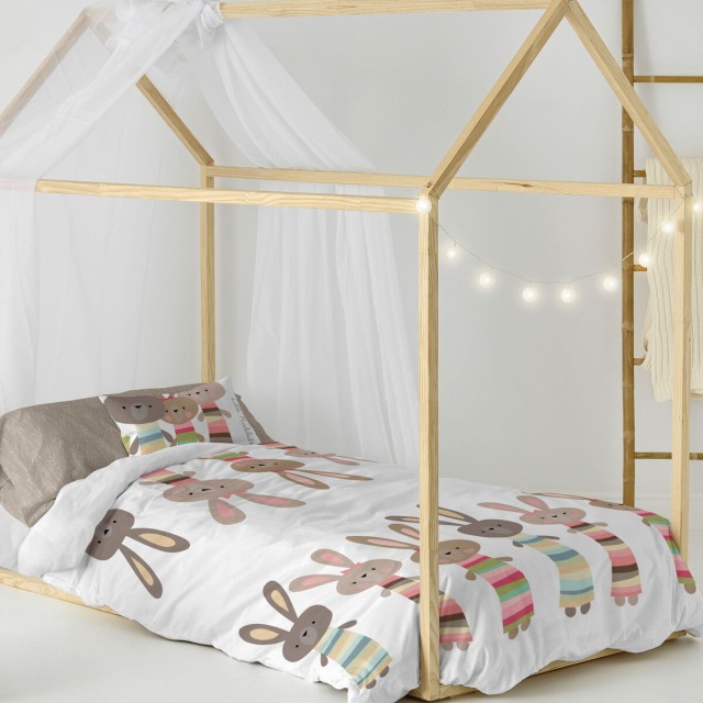 Parure de couette HappyFriday Moshi Moshi Rabbit Family Multicouleur L