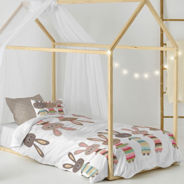 Parure de couette HappyFriday Moshi Moshi Rabbit Family Multicouleur L