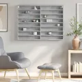 Armoire à vitrine gris béton 100x8,5x75 cm bois d’ingénierie
