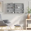 Armoire à vitrine gris béton 100x8,5x58 cm bois d'ingénierie