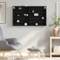 Armoire à vitrine noir 100x8,5x58 cm bois d'ingénierie