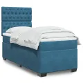 cadre de lit avec matelas bleu 80x200 cm velours