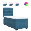 cadre de lit avec matelas bleu 80x200 cm velours