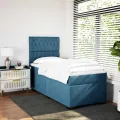 cadre de lit avec matelas bleu 80x200 cm velours