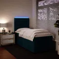 cadre de lit avec matelas bleu 80x200 cm velours