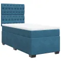 cadre de lit avec matelas bleu 80x200 cm velours
