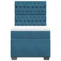 cadre de lit avec matelas bleu 80x200 cm velours