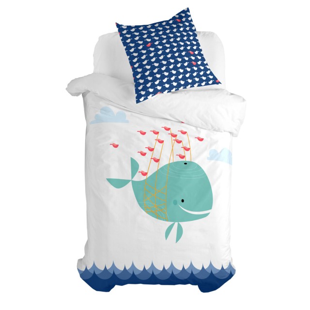 Set di copripiumino HappyFriday Moshi Moshi Whale Multicolore Singolo