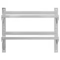Étagère murale à 2 niveaux 75x30x60 cm argenté acier inoxydable
