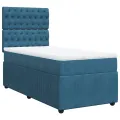 cadre de lit et matelas Bleu foncé 80x200 cm Velours