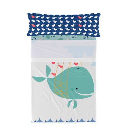 Bettwäsche-Set HappyFriday Moshi Moshi Whale Bunt Einzelmatratze 2 St