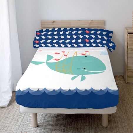 Set beddengoed HappyFriday Moshi Moshi Whale Multicolour Bed van 80/90