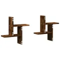 Étagères murales 2 pcs chêne fumé 38x12x38 cm bois d'ingénierie