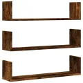 Étagères murales 3 pcs chêne fumé 80x18x18 cm bois d'ingénierie