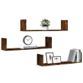 Étagères murales 3 pcs chêne fumé 80x18x18 cm bois d'ingénierie