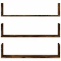 Étagères murales 3 pcs chêne fumé 80x18x18 cm bois d'ingénierie
