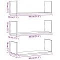 Étagères murales 3 pcs chêne fumé 80x18x18 cm bois d'ingénierie
