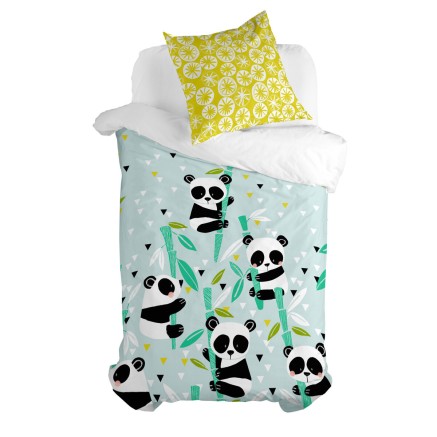 Duvet cover set HappyFriday Moshi Moshi Panda Garden Blue Blue Single