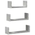 Étagères murales 3 pcs gris béton bois d'ingénierie